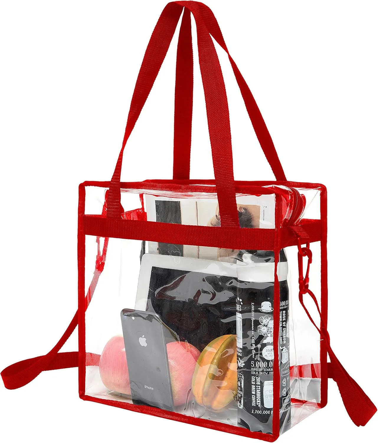 BAGAIL Clear Bags Stadium Approved Clear Tote Bag with Zipper Closure Crossbody Messenger Shoulder Bag with Adjustable Strap