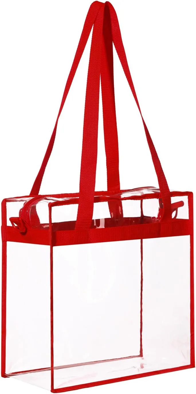 BAGAIL Clear Bags Stadium Approved Clear Tote Bag with Zipper Closure Crossbody Messenger Shoulder Bag with Adjustable Strap