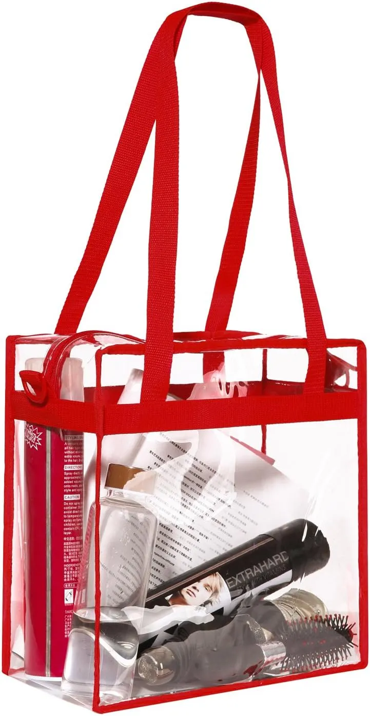 BAGAIL Clear Bags Stadium Approved Clear Tote Bag with Zipper Closure Crossbody Messenger Shoulder Bag with Adjustable Strap