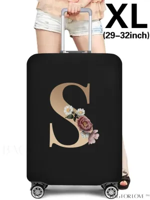 BagForLove - 29-32 Inch Suitcase Protective Cover with Elastic Dust Case and Gold Initial Name Embellishment