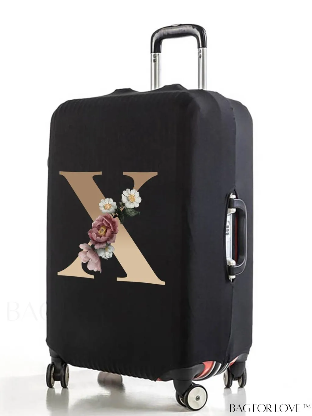 BagForLove - 29-32 Inch Suitcase Protective Cover with Elastic Dust Case and Gold Initial Name Embellishment