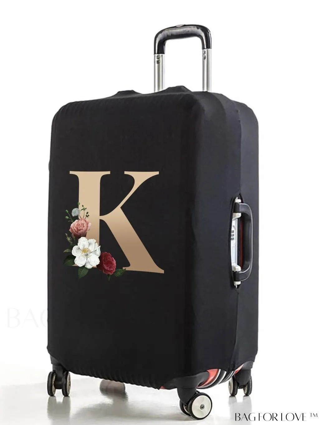 BagForLove - 29-32 Inch Suitcase Protective Cover with Elastic Dust Case and Gold Initial Name Embellishment