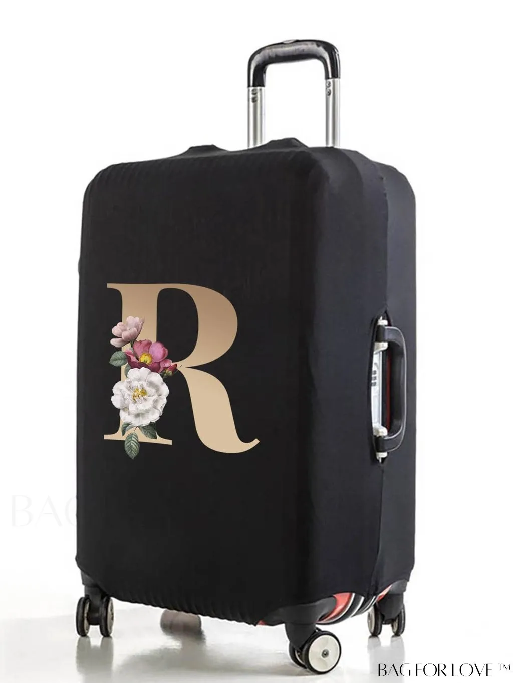 BagForLove - 29-32 Inch Suitcase Protective Cover with Elastic Dust Case and Gold Initial Name Embellishment