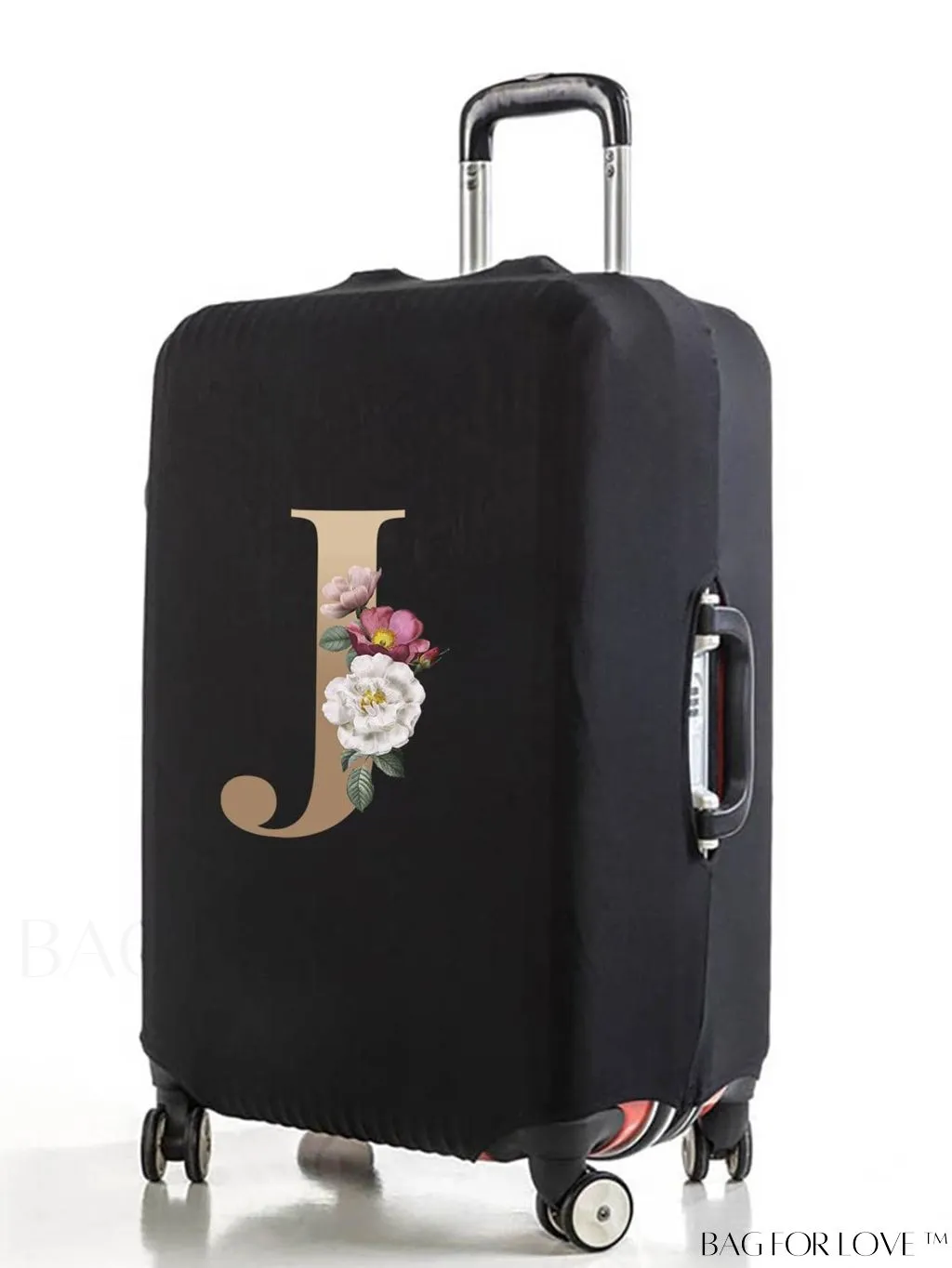 BagForLove - 29-32 Inch Suitcase Protective Cover with Elastic Dust Case and Gold Initial Name Embellishment