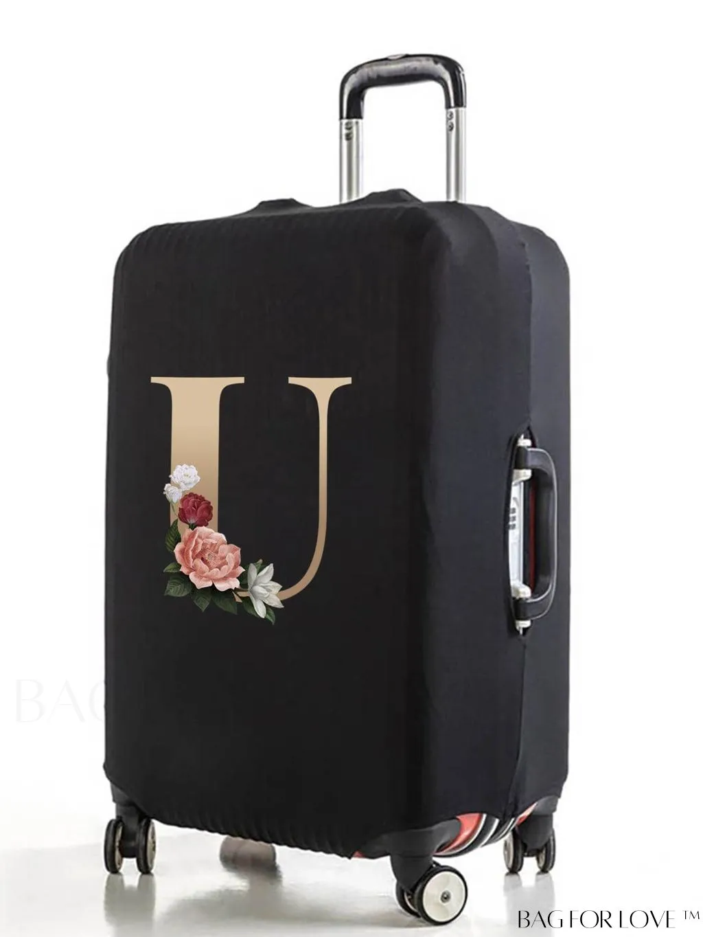 BagForLove - 29-32 Inch Suitcase Protective Cover with Elastic Dust Case and Gold Initial Name Embellishment
