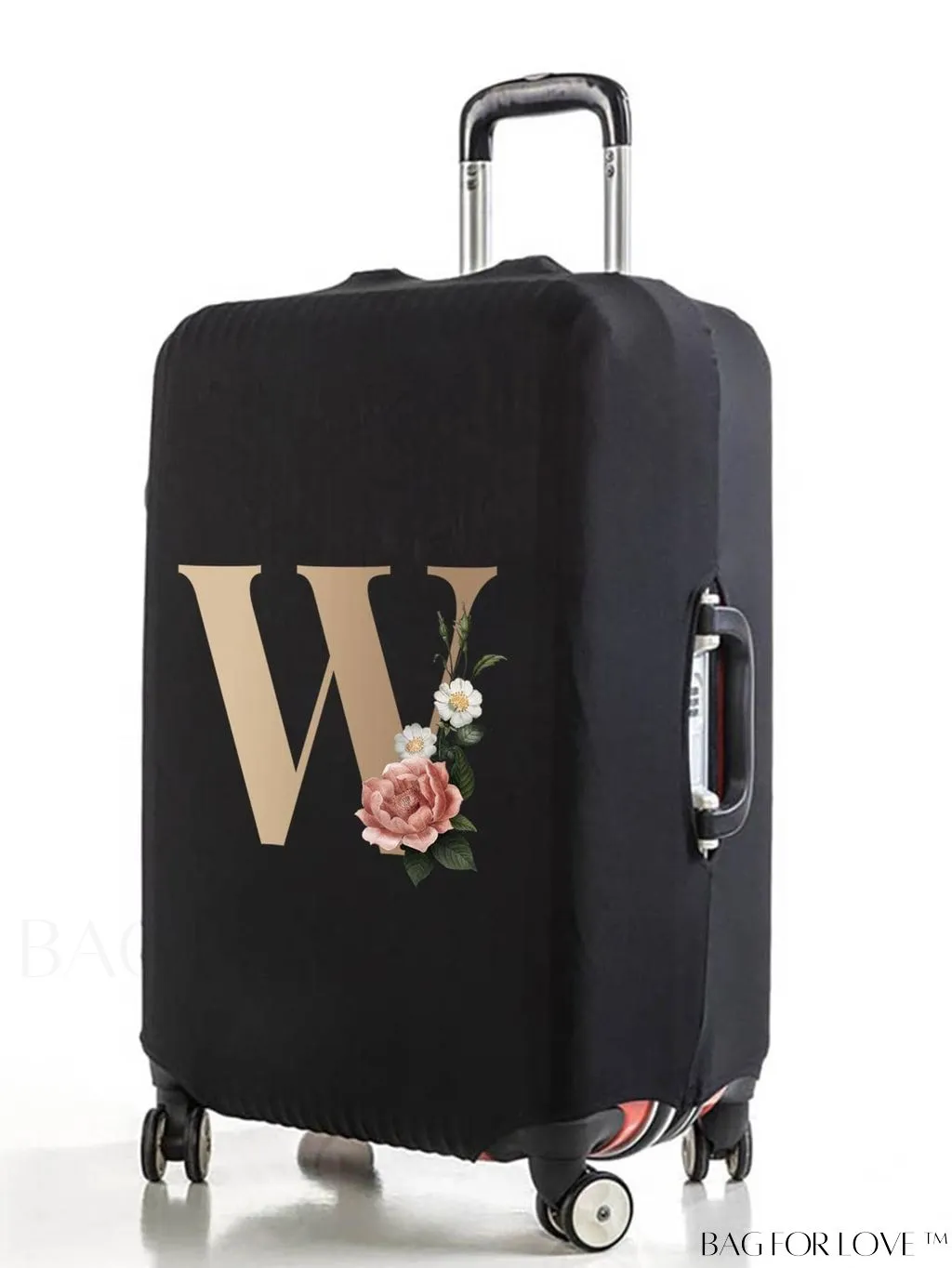 BagForLove - 29-32 Inch Suitcase Protective Cover with Elastic Dust Case and Gold Initial Name Embellishment