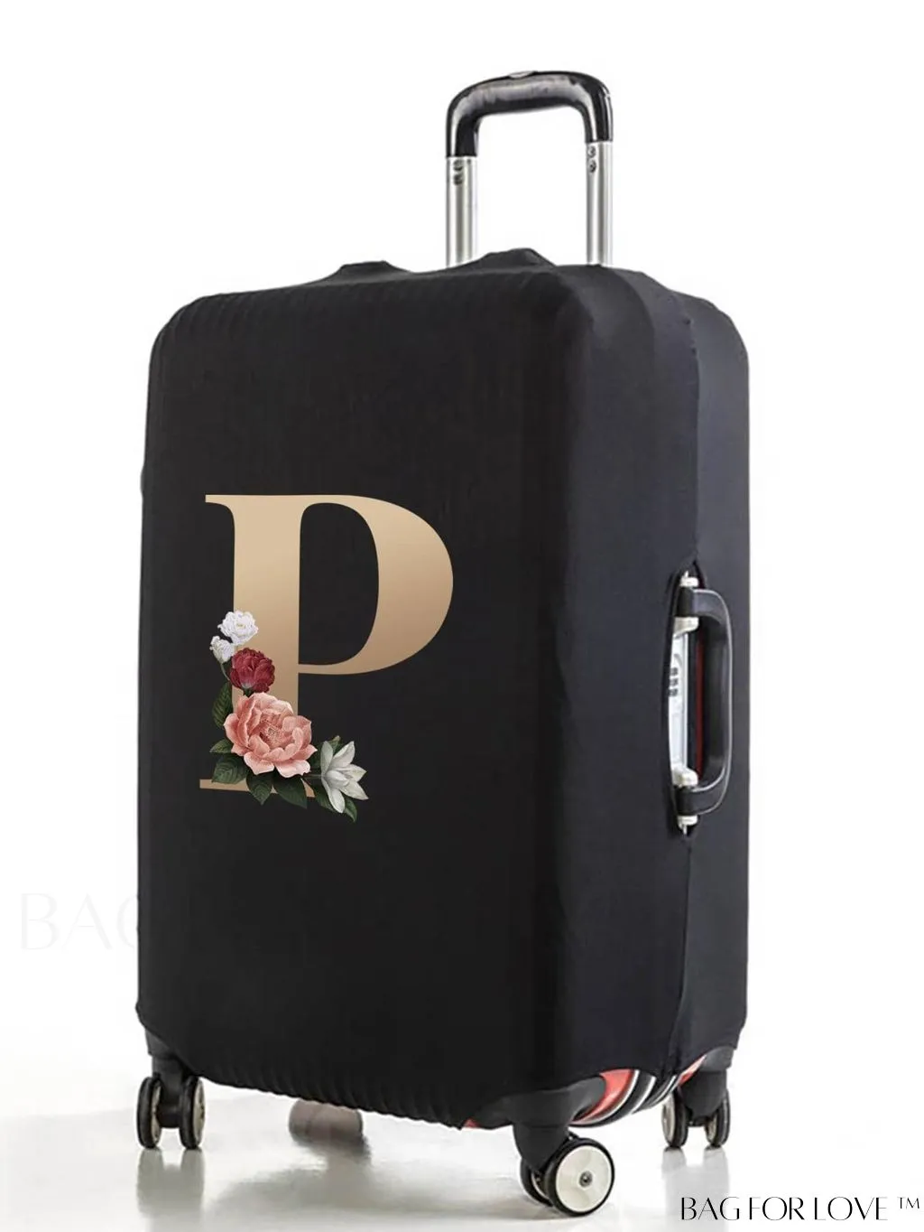 BagForLove - 29-32 Inch Suitcase Protective Cover with Elastic Dust Case and Gold Initial Name Embellishment