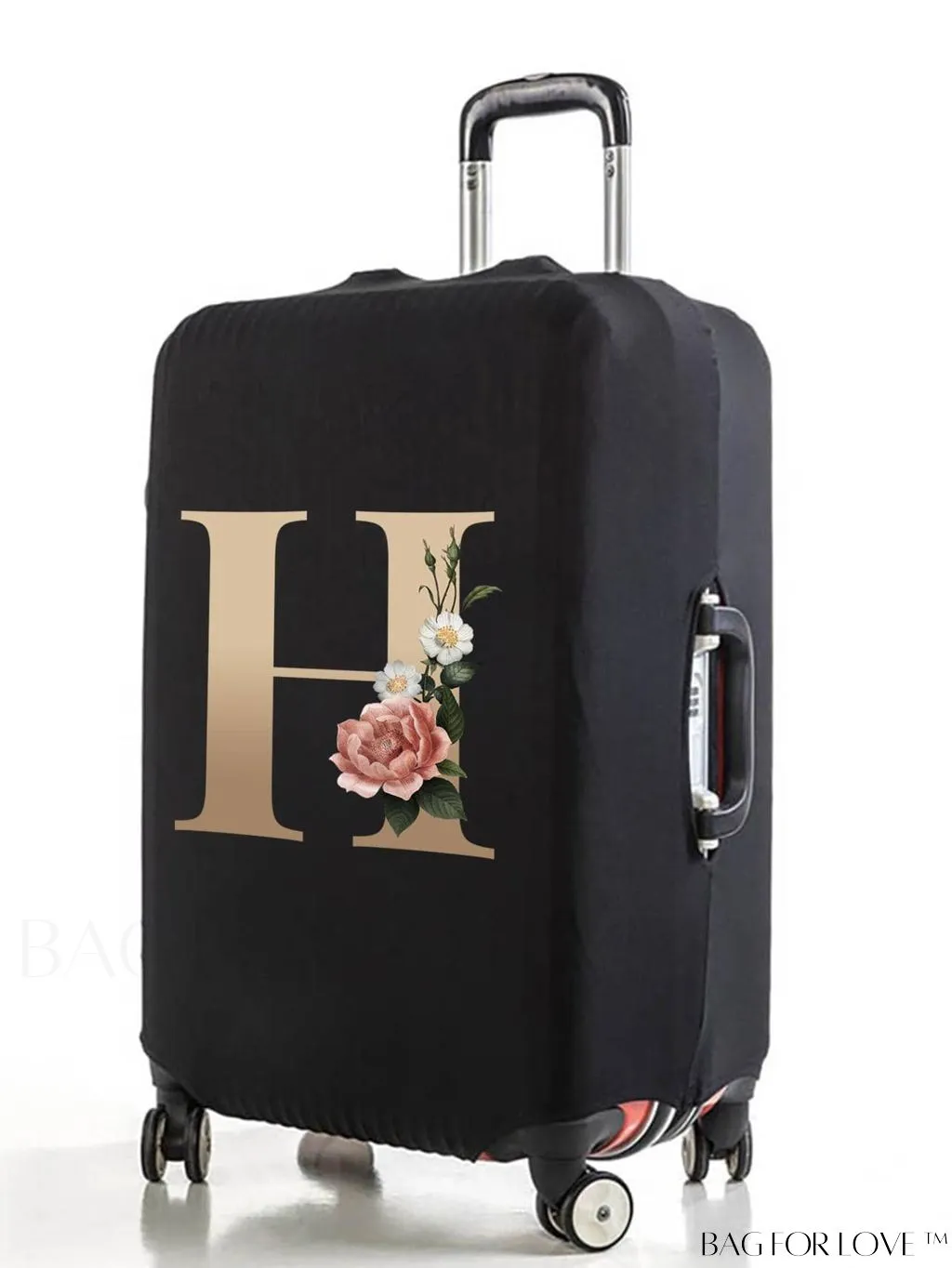 BagForLove - 29-32 Inch Suitcase Protective Cover with Elastic Dust Case and Gold Initial Name Embellishment