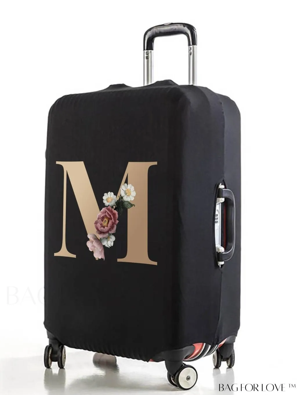 BagForLove - 29-32 Inch Suitcase Protective Cover with Elastic Dust Case and Gold Initial Name Embellishment