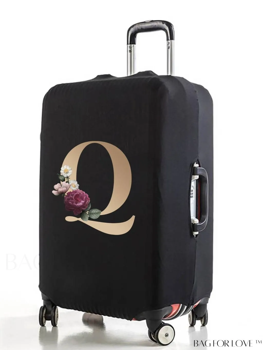 BagForLove - 29-32 Inch Suitcase Protective Cover with Elastic Dust Case and Gold Initial Name Embellishment