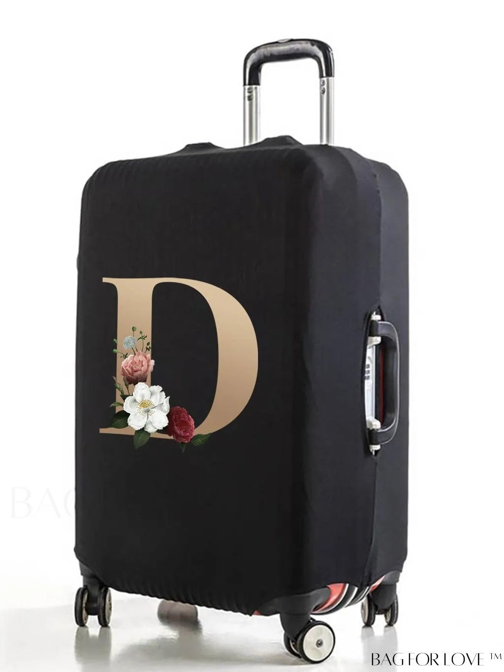BagForLove - 29-32 Inch Suitcase Protective Cover with Elastic Dust Case and Gold Initial Name Embellishment