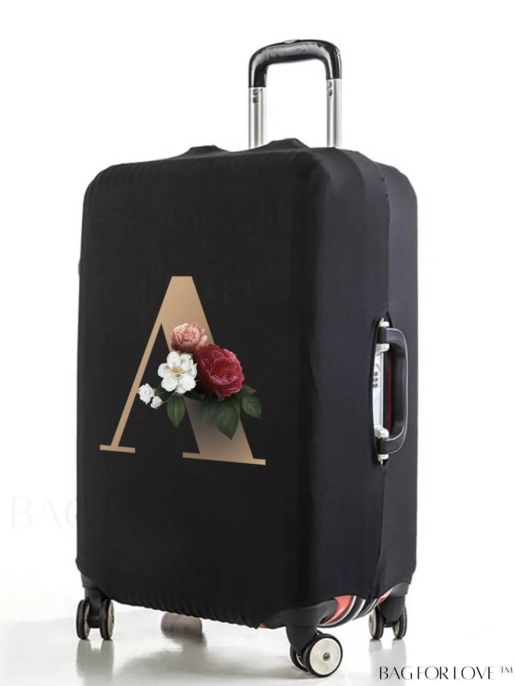 BagForLove - 29-32 Inch Suitcase Protective Cover with Elastic Dust Case and Gold Initial Name Embellishment