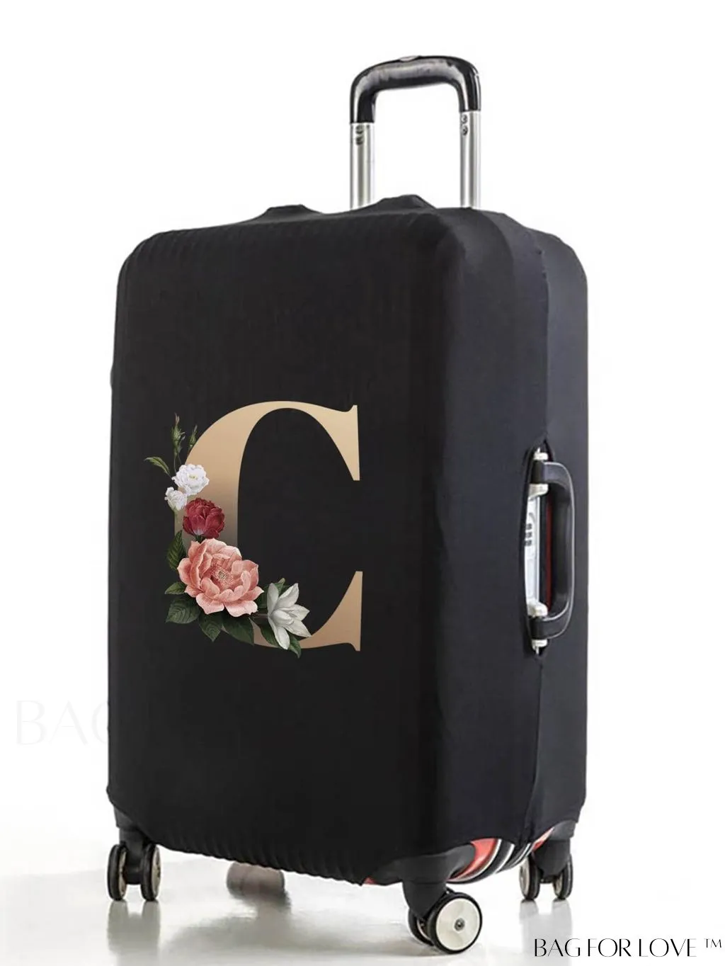 BagForLove - 29-32 Inch Suitcase Protective Cover with Elastic Dust Case and Gold Initial Name Embellishment