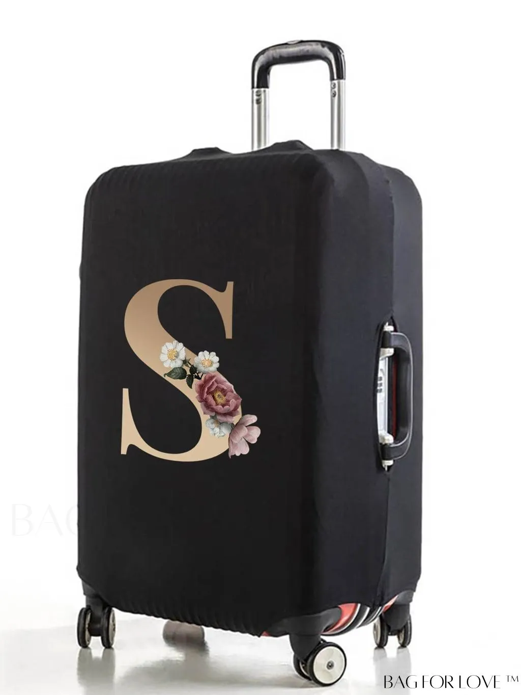 BagForLove - 29-32 Inch Suitcase Protective Cover with Elastic Dust Case and Gold Initial Name Embellishment
