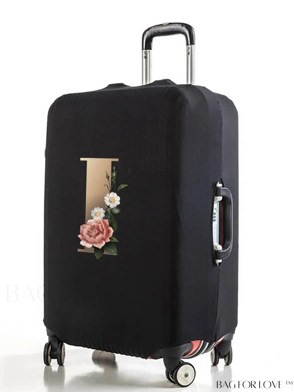 BagForLove - 29-32 Inch Suitcase Protective Cover with Elastic Dust Case and Gold Initial Name Embellishment