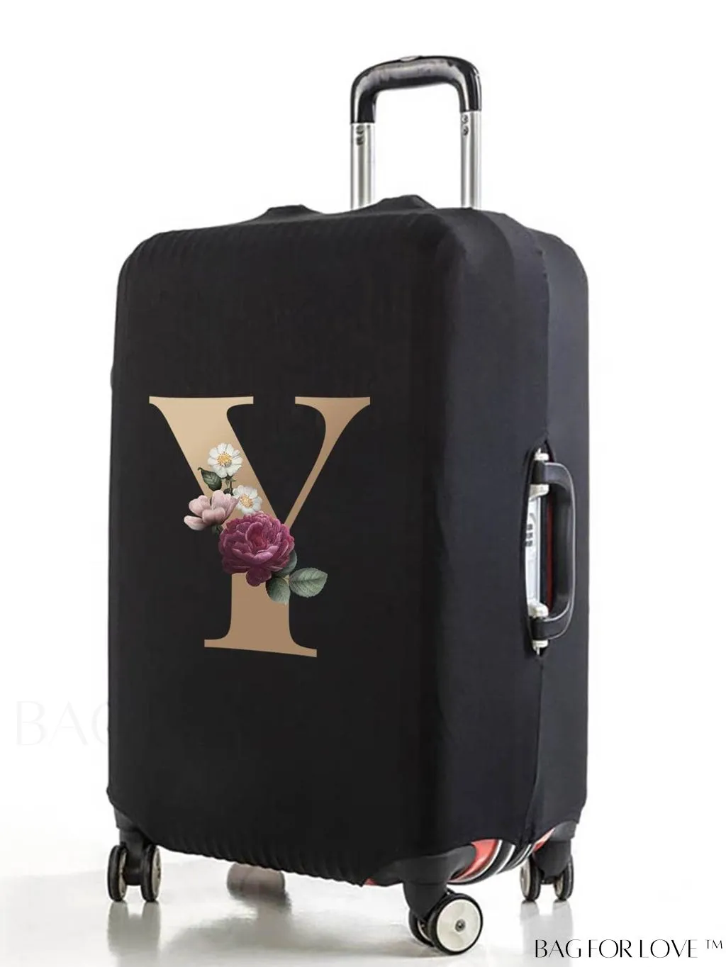 BagForLove - 29-32 Inch Suitcase Protective Cover with Elastic Dust Case and Gold Initial Name Embellishment