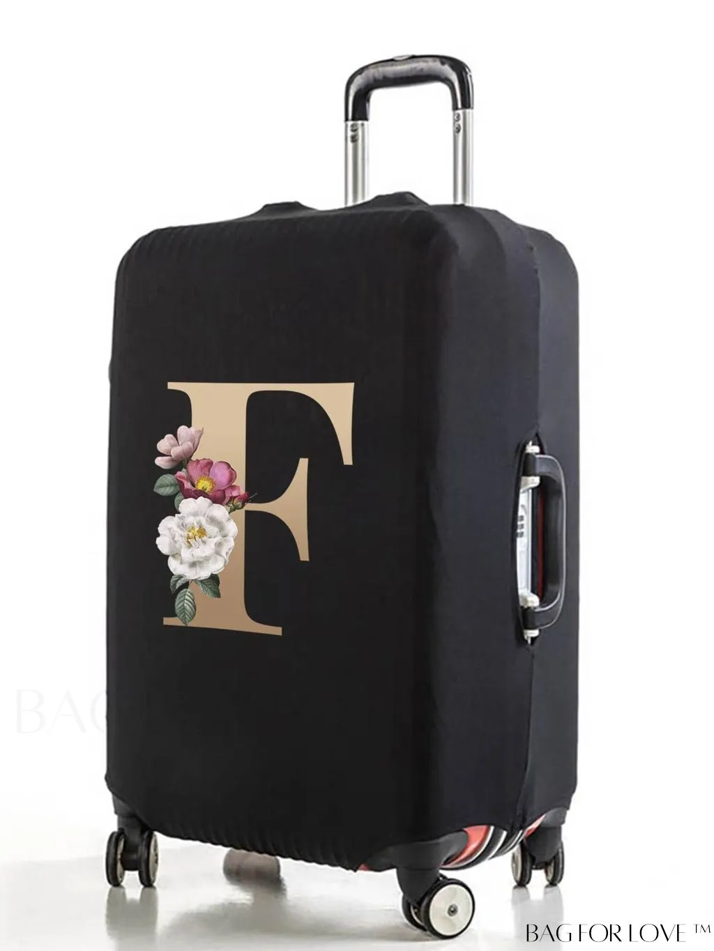 BagForLove - 29-32 Inch Suitcase Protective Cover with Elastic Dust Case and Gold Initial Name Embellishment