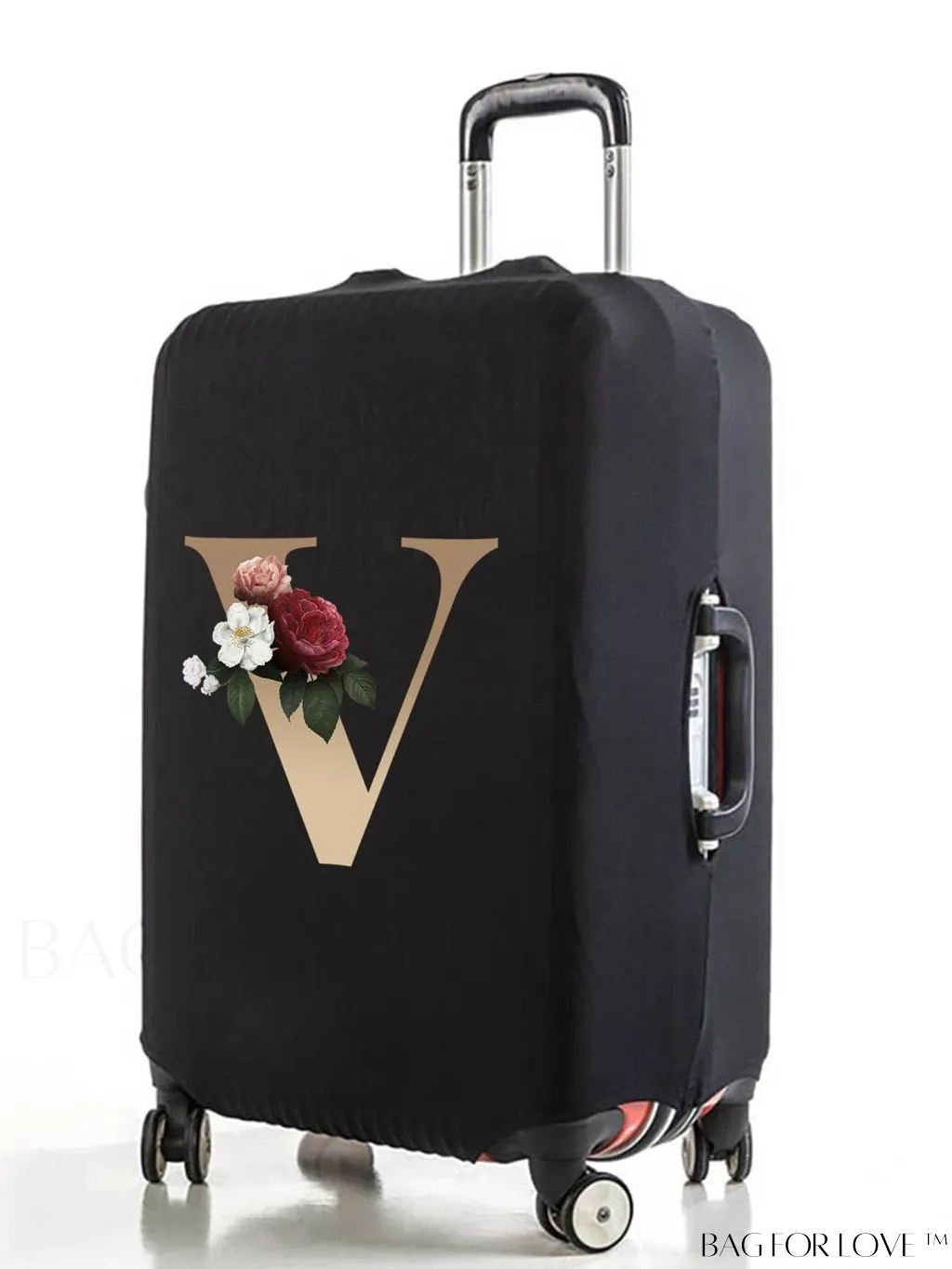 BagForLove - 29-32 Inch Suitcase Protective Cover with Elastic Dust Case and Gold Initial Name Embellishment