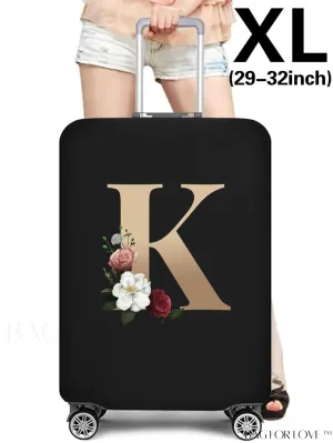 BagForLove - 29-32 Inch Suitcase Protective Cover with Initial Name A-Z - Elegant Gold Letter Design
