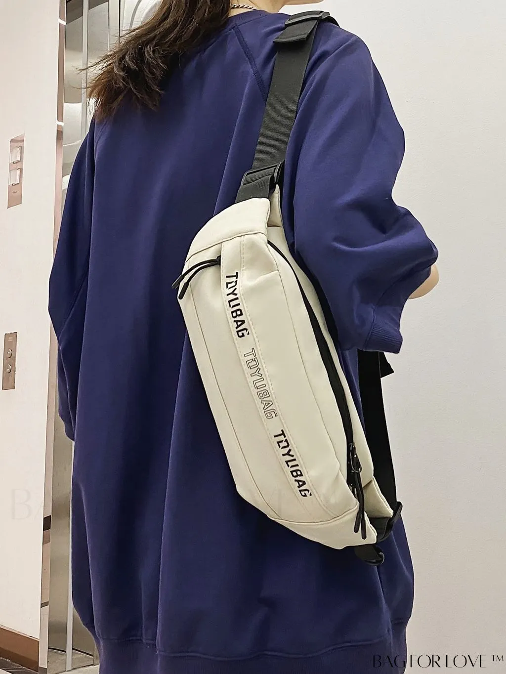 BagForLove - Fashionable Solid Color Crossbody Chest Bag with Large Capacity and Stylish Character Letter Print