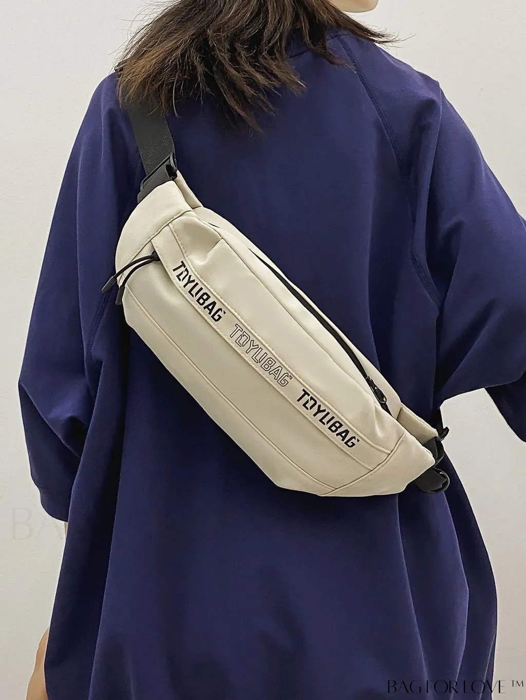 BagForLove - Fashionable Solid Color Crossbody Chest Bag with Large Capacity and Stylish Character Letter Print