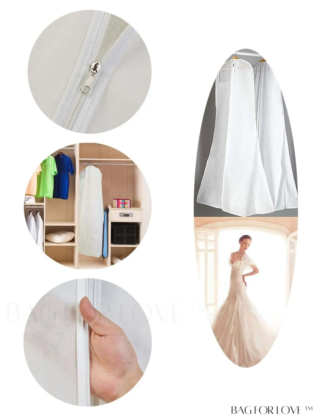 BagForLove - Polyester Zipper Storage Bag - White Cloth
