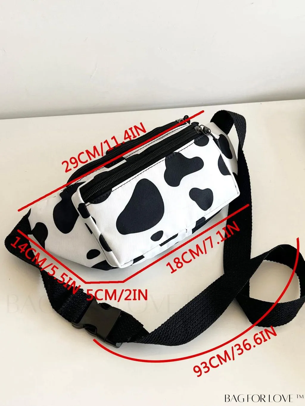 BagForLove - Stylish Adjustable Strap Cow Print Fanny Pack - Fashion-forward and Versatile