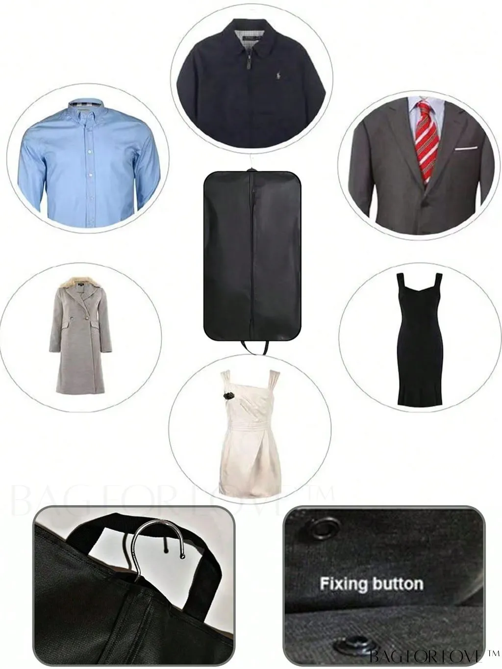 BagForLove - Transparent Clothing Dust Covers - Set of 5, for Wedding Dresses, Suits, and Coats