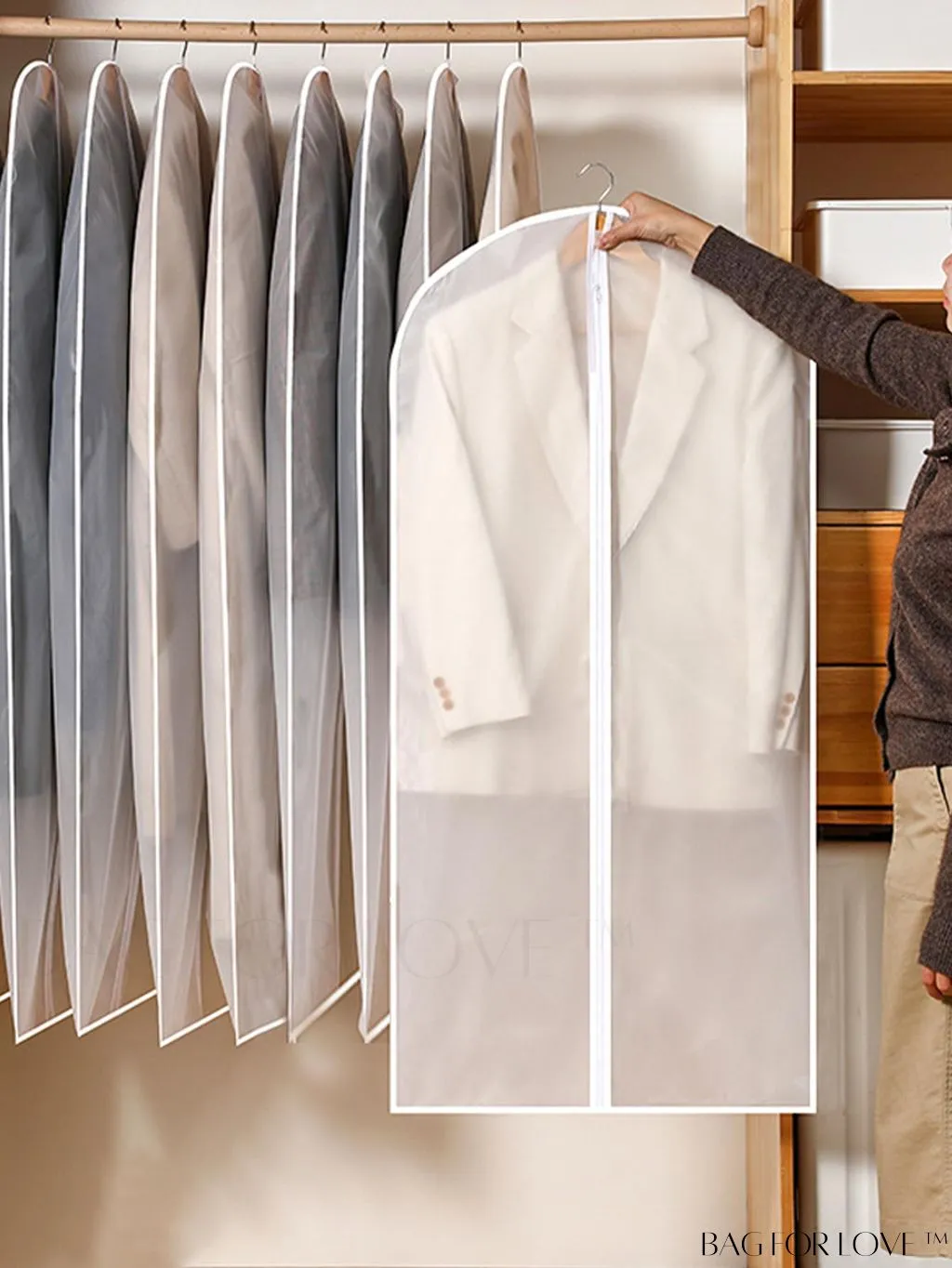 BagForLove - Transparent Clothing Dust Covers - Set of 5, for Wedding Dresses, Suits, and Coats