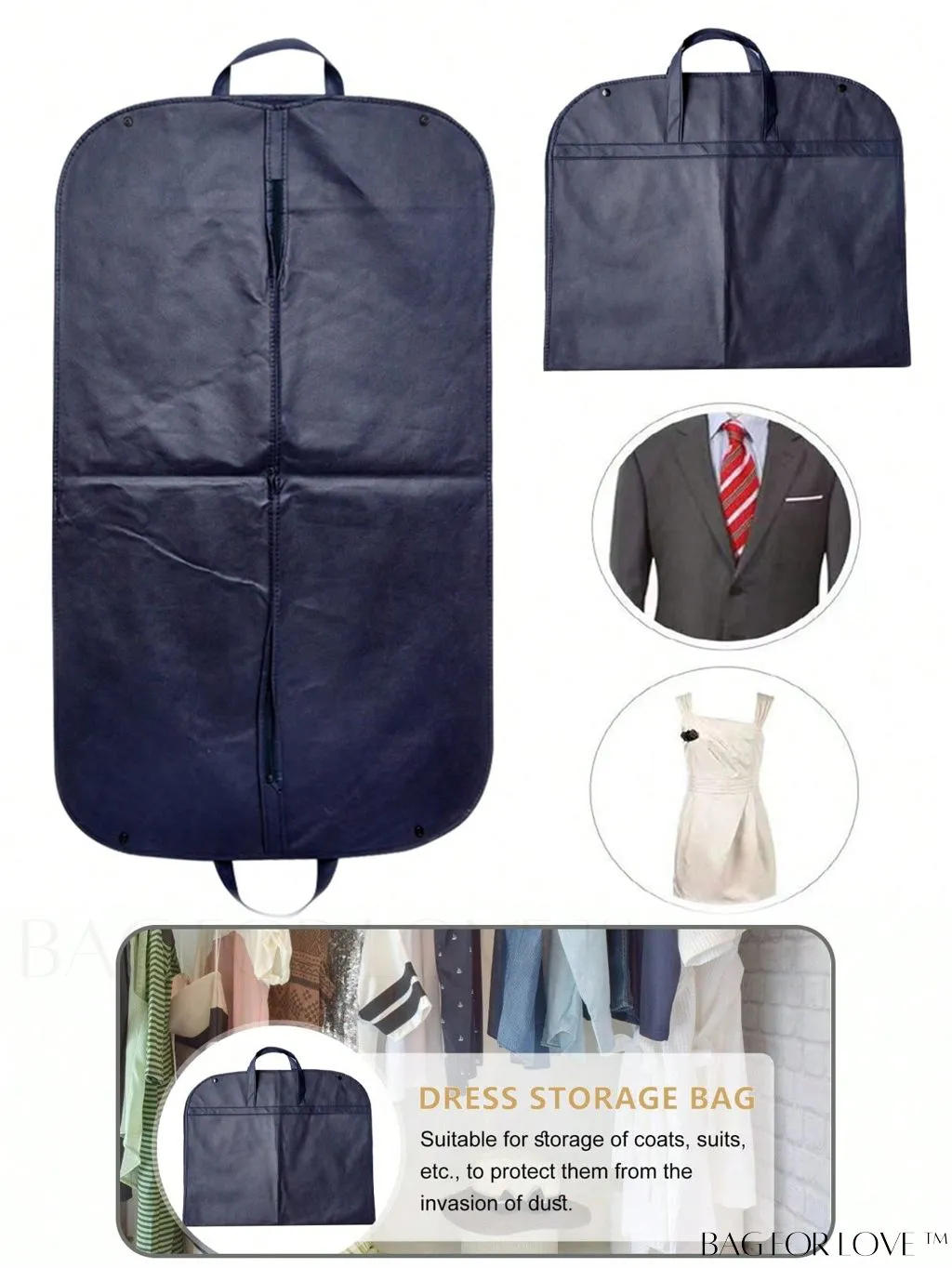 BagForLove - Transparent Clothing Dust Covers - Set of 5, for Wedding Dresses, Suits, and Coats