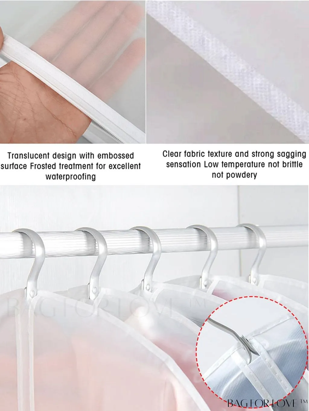 BagForLove - Transparent Clothing Dust Covers - Set of 5, for Wedding Dresses, Suits, and Coats