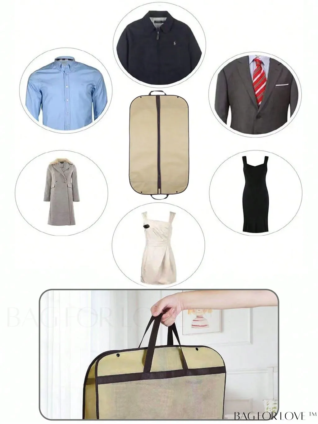 BagForLove - Transparent Clothing Dust Covers - Set of 5, for Wedding Dresses, Suits, and Coats