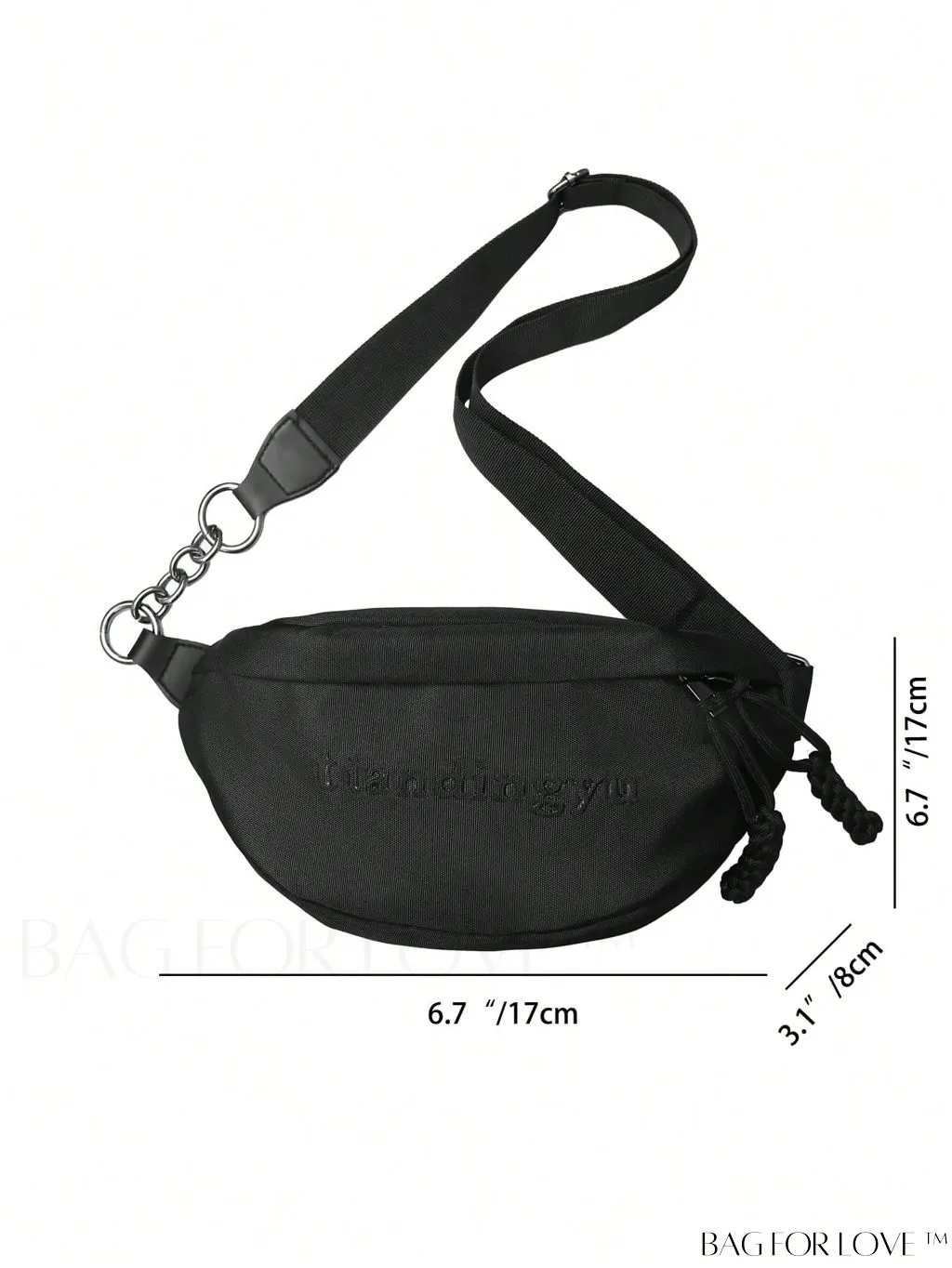 BagForLove - Womens Oxford Black Waist Bag: Casual, Versatile Handbag for Shoulder, Crossbody, and Chest