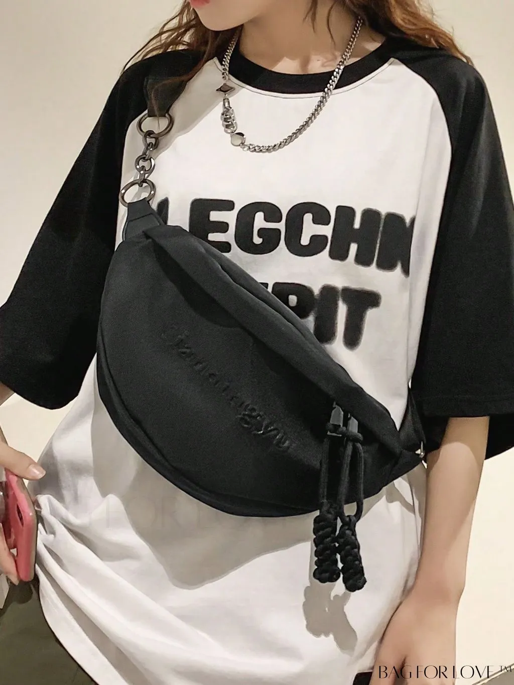 BagForLove - Womens Oxford Black Waist Bag: Casual, Versatile Handbag for Shoulder, Crossbody, and Chest