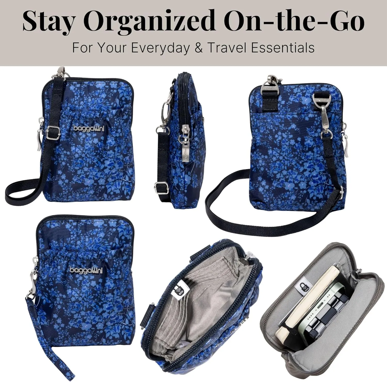 Baggallini Bryant Pouch Small Crossbody Bag for Women - Phone Purse with Crossbody Strap - Lightweight Crossbody Pouch
