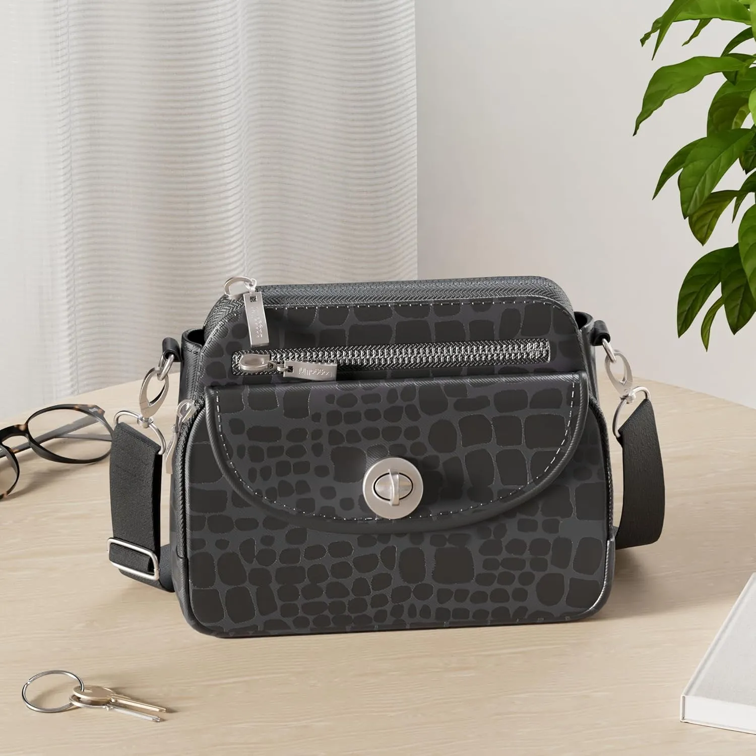Baggallini Calais Crossbody Bags for Women 9.5"x7" Travel Handbag Purse w/RFID Front Wallet Lightweight Water-Resistant