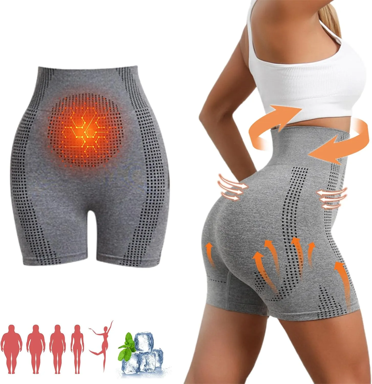Baicloud Micro-Vibration Massage Module Ice Silk lon Fiber Repair Shaping Shorts, Baicloud Ionic Shapewear