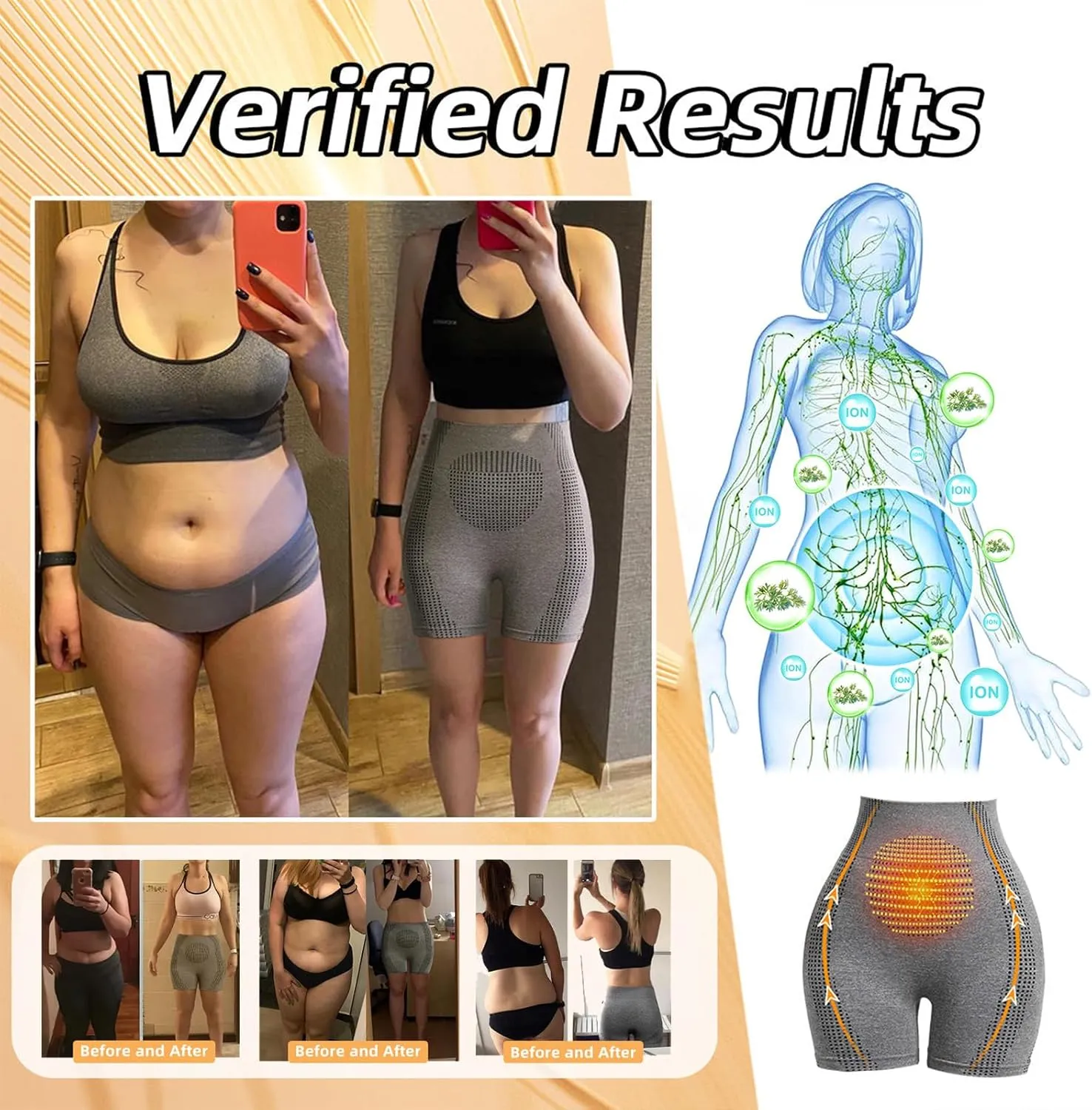 Baicloud Micro-Vibration Massage Module Ice Silk lon Fiber Repair Shaping Shorts, Baicloud Ionic Shapewear