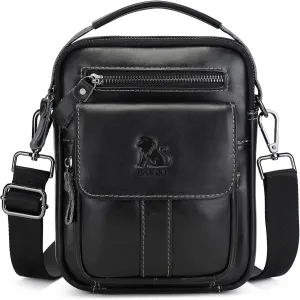 BAIGIO Genuine Leather Small Messenger Bag for Men Crossbody Shoulder Bag for Ipad MIni Handbag Man Purse for Daily Business