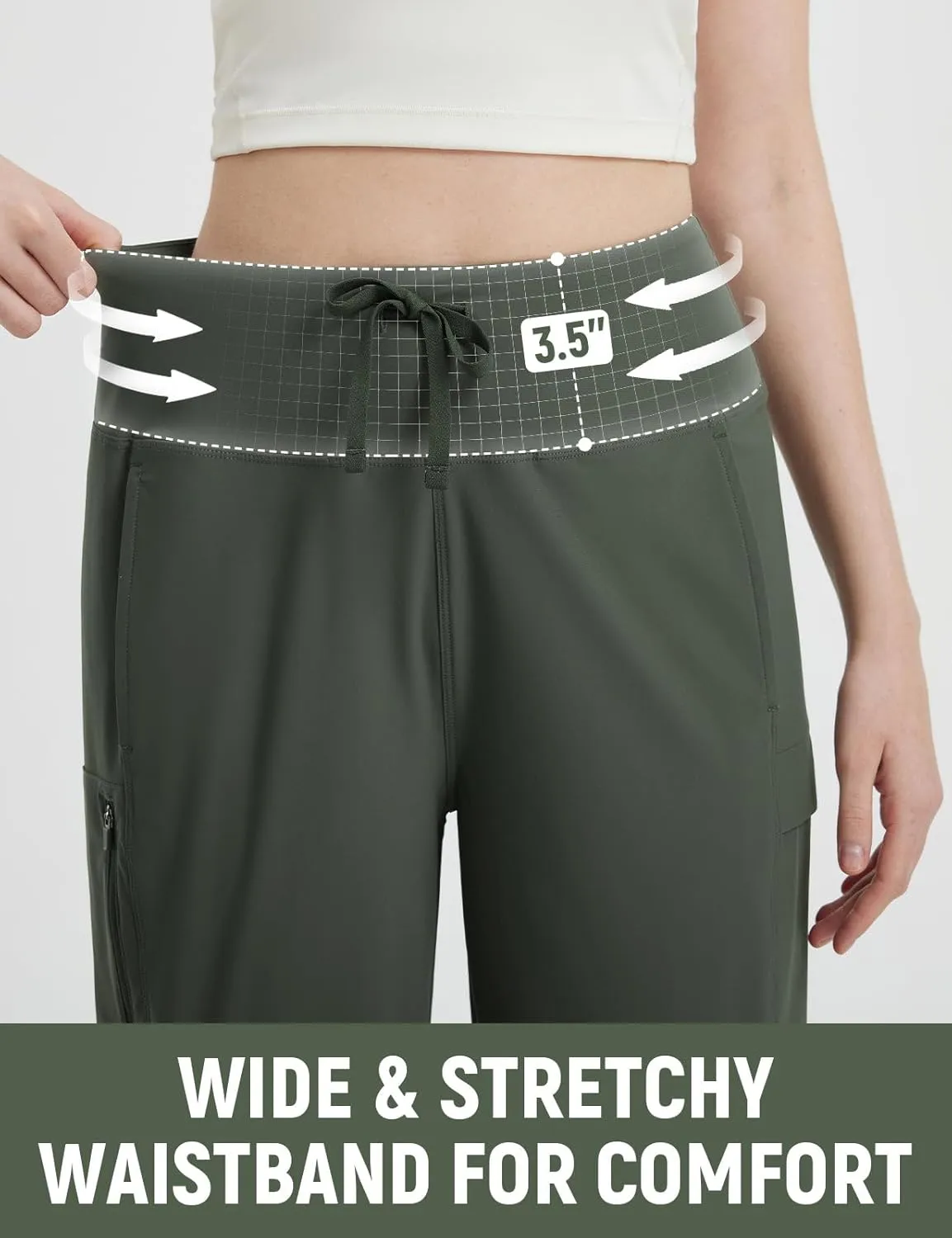 baleaf 15'' Long Shorts for Women Hiking Knee Length Quick Dry Cargo Capri Pants Bermuda Stretchy Lightweight