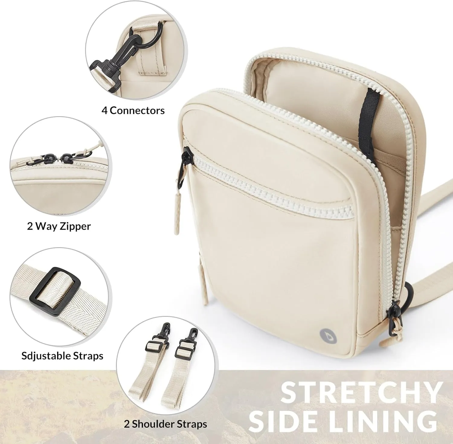 BALEAF Small Crossbody Bag Sling Purse for Women Travel Fanny Pack Belt Bags Cross Body 1.5L Birch White