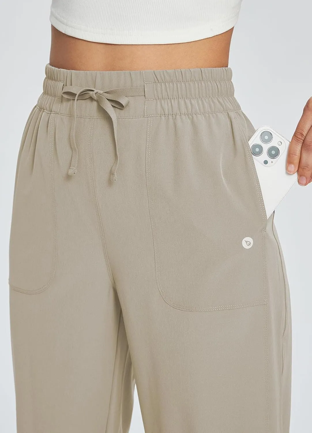 baleaf Women's 21" 30" Wide Leg Pants Capris Athletic Casual with Pockets Drawstring Quick Dry Walking Workout UPF50 