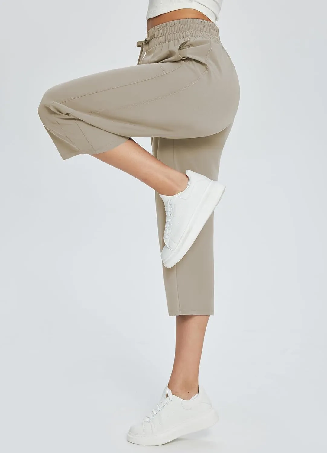 baleaf Women's 21" 30" Wide Leg Pants Capris Athletic Casual with Pockets Drawstring Quick Dry Walking Workout UPF50 