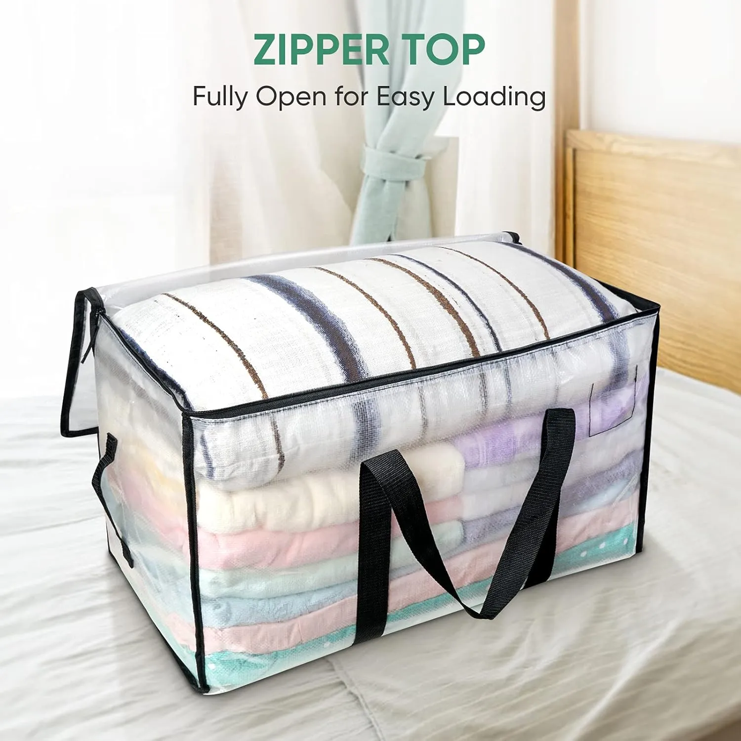 BALEINE 8-Pack Oversized Moving Bags with Reinforced Handles, Heavy-Duty Storage Tote for Clothes, Moving Supplies (Clear, 8-Pack)