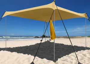Beach Shade Windproof Design, Sun Shelter UPF50  Portable Family Tent with 6 Sandbags Anchors 10x10 FT 2 Pole Pop Up Outdoor Shelter for Beach, Camping, Fishing, Backyard and Picnics
