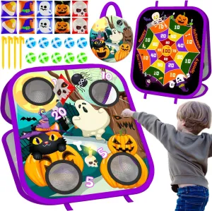 Bean Bag Toss Game - Double-Sided Foldable Cornhole Board Dart Game for Backyard, Beach, Toddler, Outdoor, Birthday, Outside Toys for Toddler Boys & Girls Age 3-8 (Halloween)