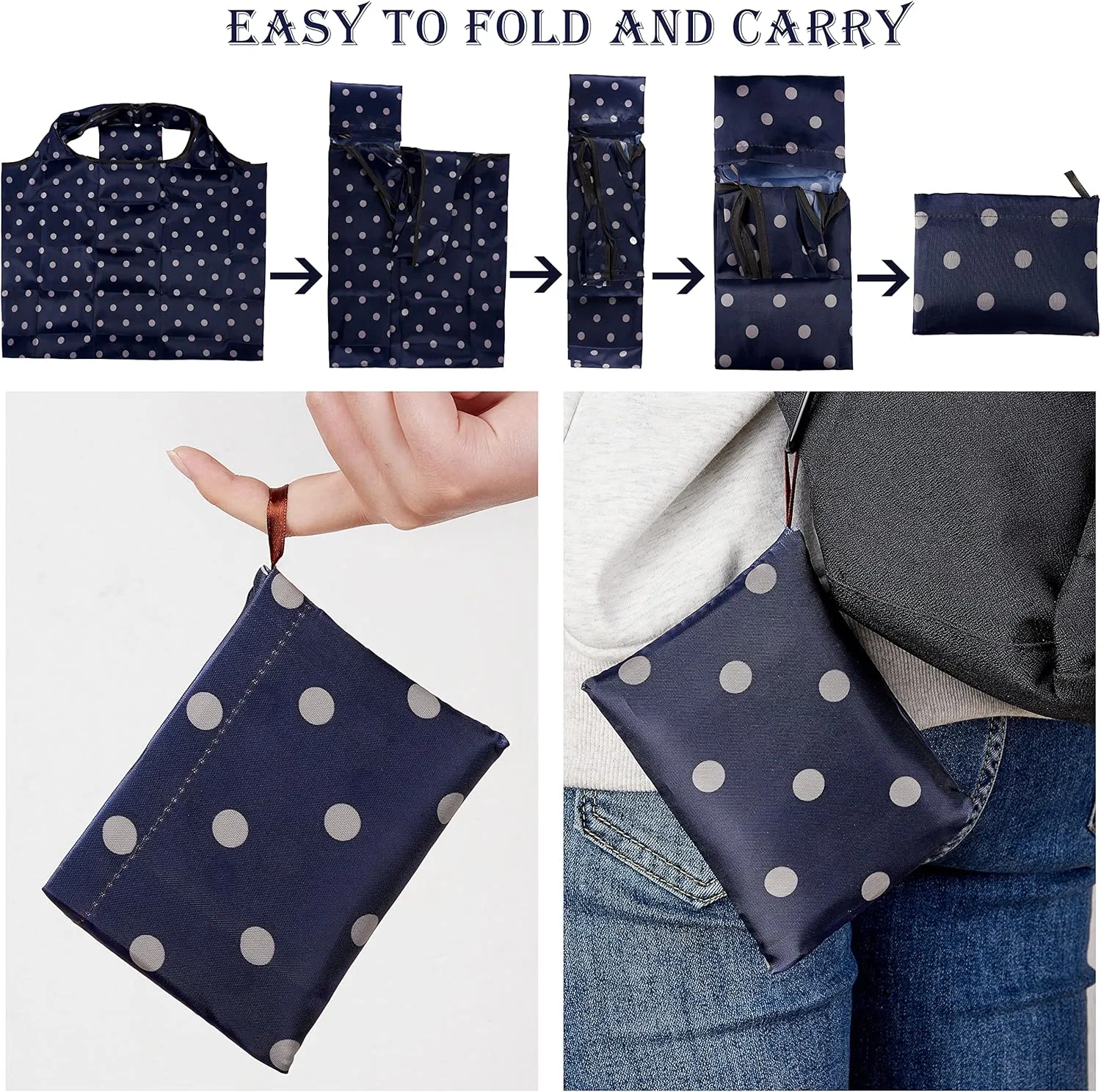 BEEFLYING Foldable Eco-Friendly Nylon Grocery Bags Foldable Reusable Waterproof Shopping Tote Bags