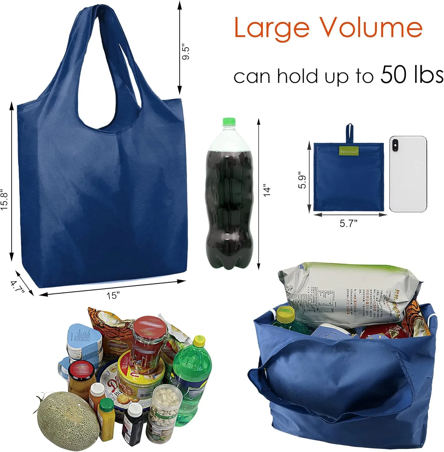 BeeGreen Gifts Bags Foldable Reusable Grocery Bags Large Reusable Snack Bags Holiday Gifts Cloth Bags With Handles Tote Bag Buiks Grocery Bags Reusable Shopping Bags