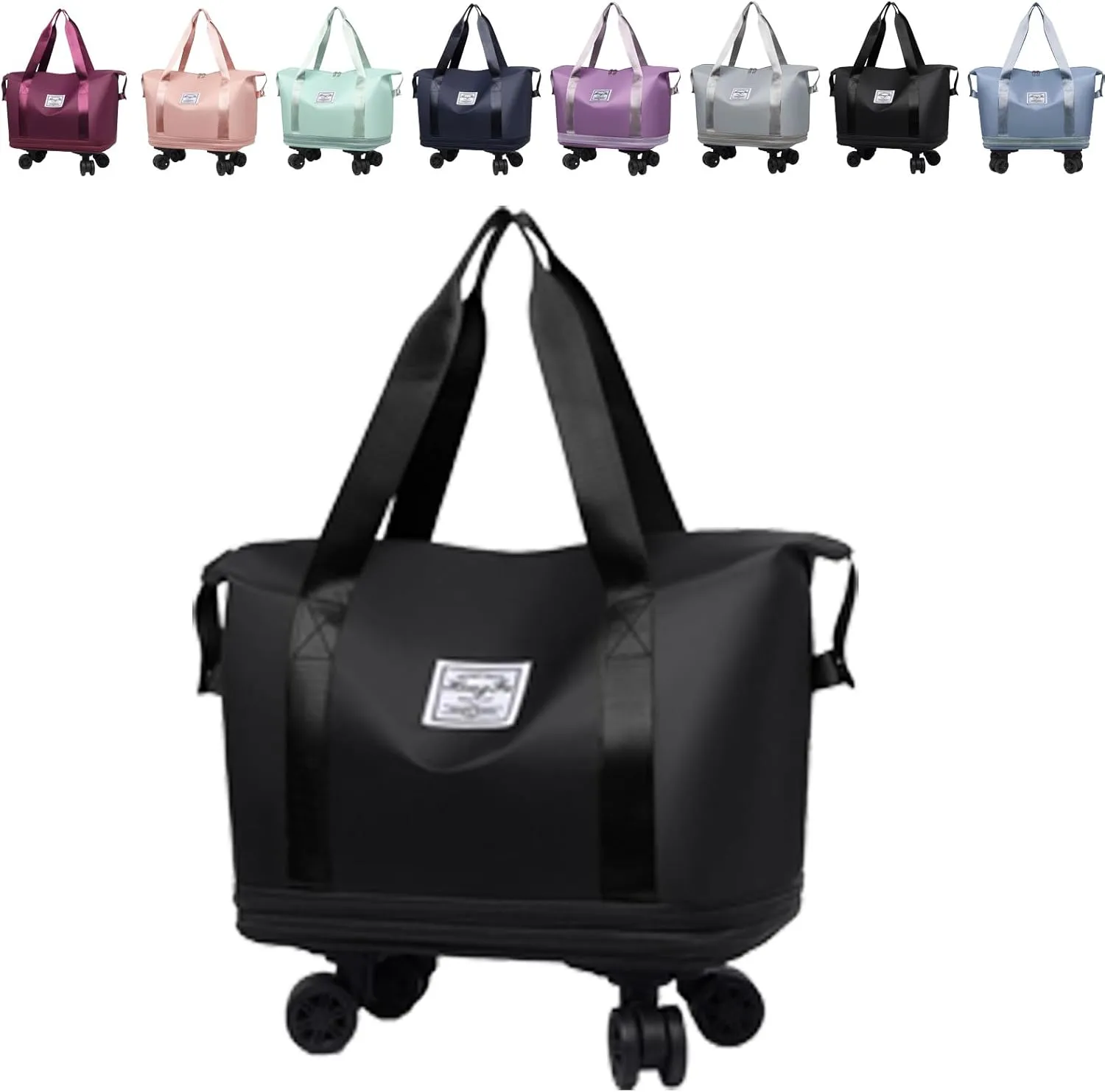 Beente Travel Bag With Wheels, 2025 New Large Capacity Travel Bag - Universal Wheel Removable, Camping, Weekend Trips (Black)
