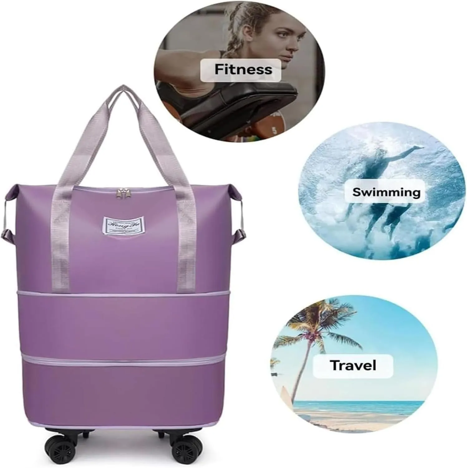 Beente Travel Bag With Wheels, 2025 New Large Capacity Travel Bag - Universal Wheel Removable, Camping, Weekend Trips (Black)